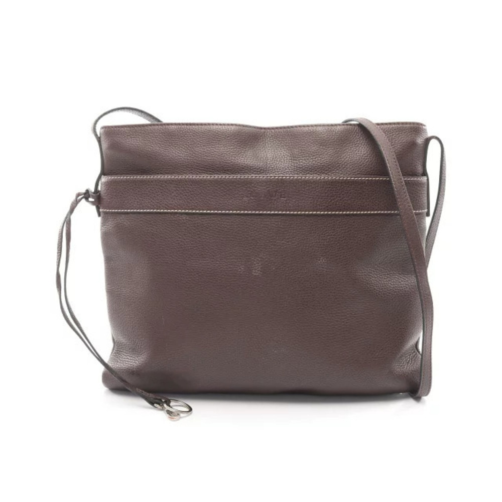 Loewe brown grained leather shoulder bag slim strap front accent